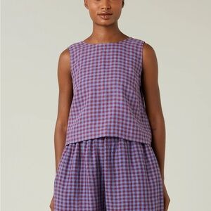 Esme Blueberry Check Linen Top (Beyond Nine) - XS - NWT